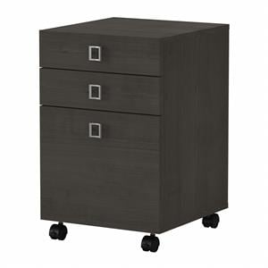 echo 3 drawer mobile file cabinet in charcoal maple - engineered wood