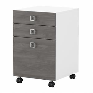 Echo 3 Drawer Mobile File Cabinet in Pure White/Modern Gray - Engineered Wood