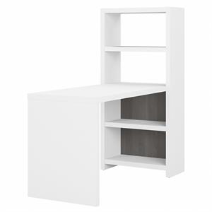 Echo 56W Bookcase Desk in Pure White and Modern Gray - Engineered Wood