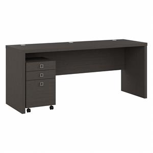 echo 72w computer desk with drawers in charcoal maple - engineered wood