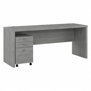 echo 72w computer desk with drawers in modern gray - engineered wood