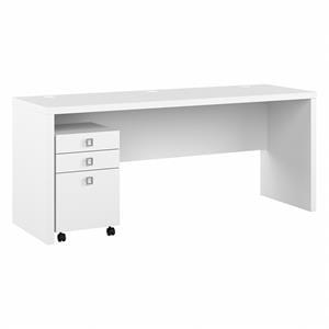echo 72w computer desk with drawers in pure white - engineered wood