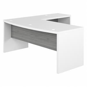 Echo 72W Bow Front L Shaped Desk in Pure White and Modern Gray - Engineered Wood