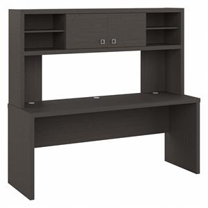 echo 72w computer desk with hutch in charcoal maple - engineered wood