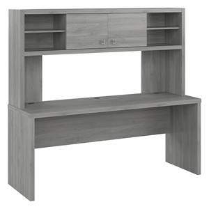 Echo 72W Computer Desk with Hutch in Modern Gray - Engineered Wood