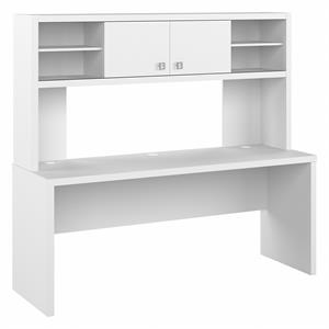 Echo 72W Computer Desk with Hutch in Pure White - Engineered Wood