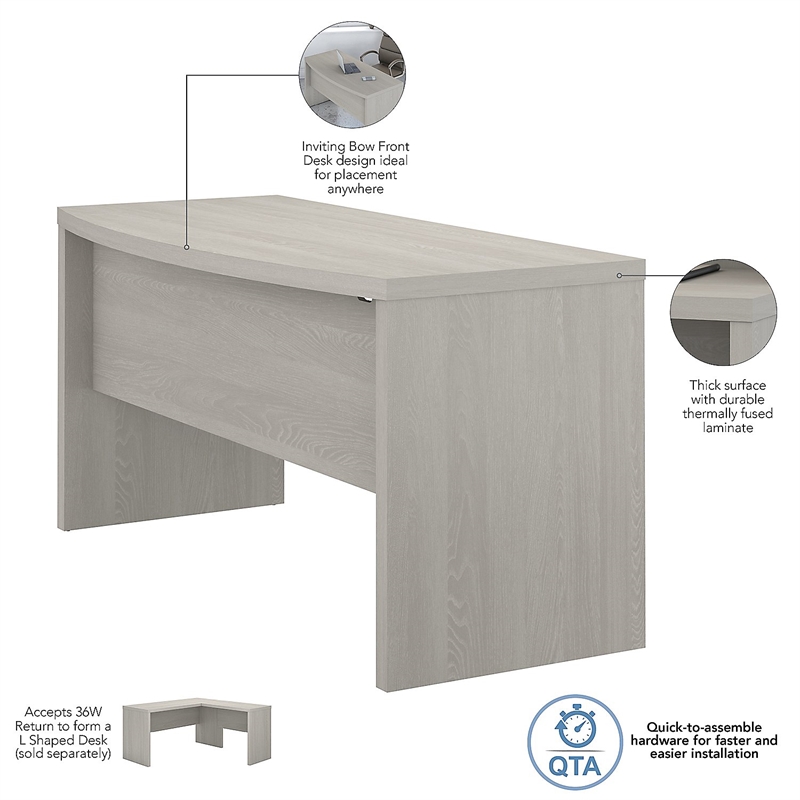 Echo Desk Set with Hutch and Mobile File in Gray Sand Engineered Wood