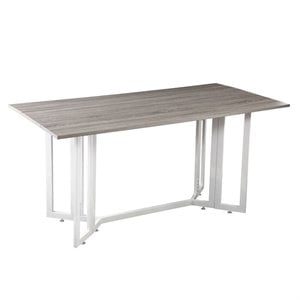 Holly & Martin Driness Drop Leaf Dining Table in Gray/White