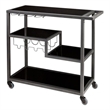 Holly & Martin Zephs Bar Cart in Gunmetal Gray with Black Glass