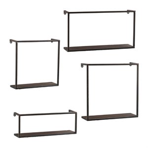 holly & martin zyther metal wall shelf in antique black (set of 4)