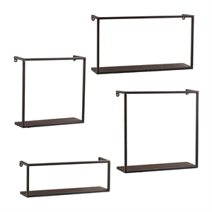 Holly & Martin Zyther Metal Wall Shelf in Antique Black (Set of 4)