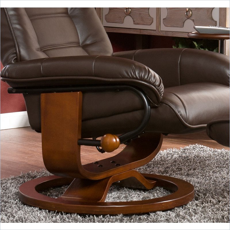 Bonded Leather Recliner and Ottoman Coffee Brown UP1373RC