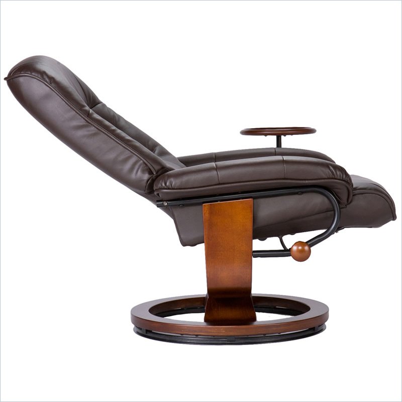 Bonded Leather Recliner and Ottoman Coffee Brown UP1373RC