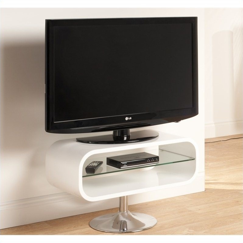 TV Stand White with Chrome base - OP80W