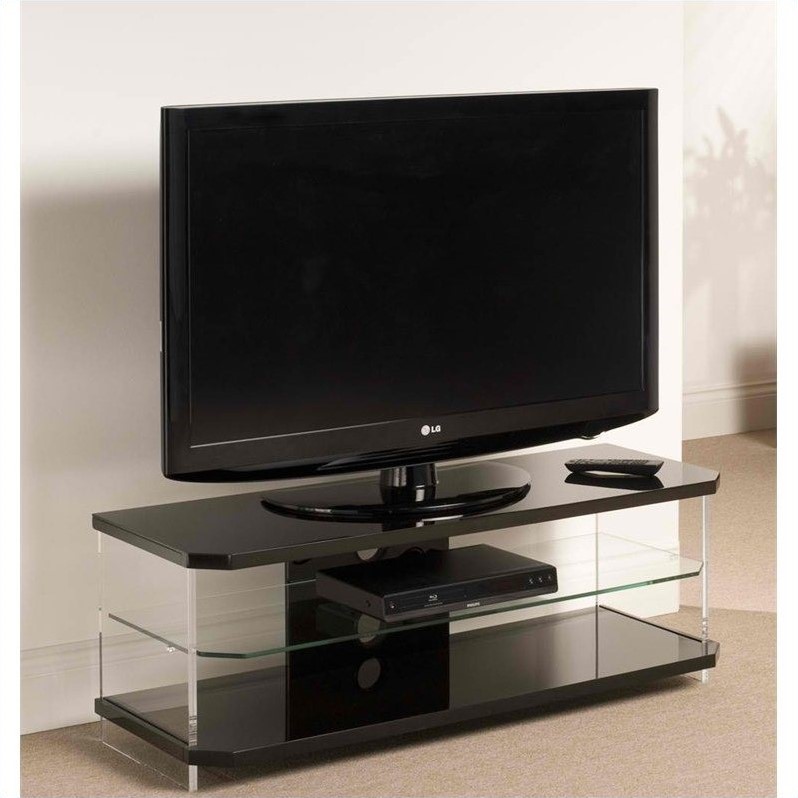 44" Acrylic and Glass TV Stand in Black - AI110B