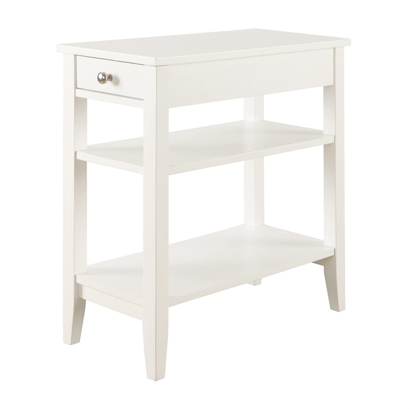 Convenience Concepts American Heritage Three Tier End Table in White Wood Finish