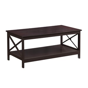 Convenience Concepts Oxford Coffee Table with Shelf in Espresso Wood Finish