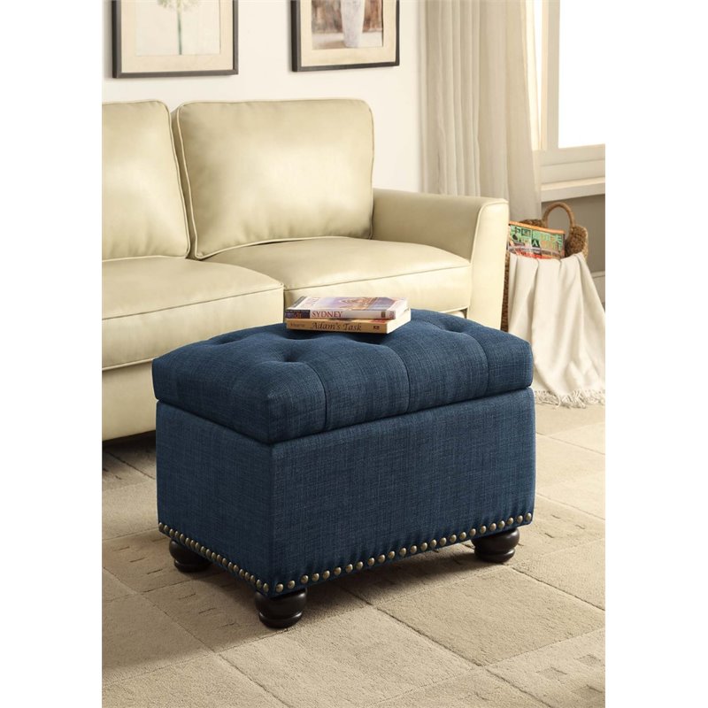 Convenience Concepts Designs4Comfort Storage Ottoman in Blue Fabric