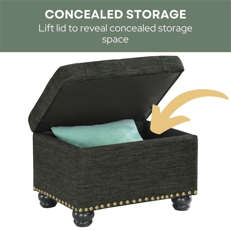 Convenience Concepts Designs4Comfort Storage Ottoman in Gray Fabric