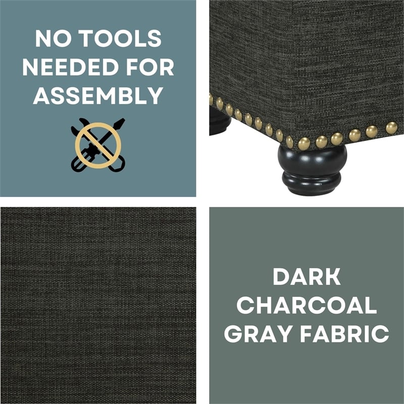Convenience Concepts Designs4Comfort Storage Ottoman in Gray Fabric