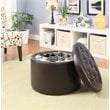 Convenience Concepts Designs4Comfort Round Ottoman in Espresso Faux Leather