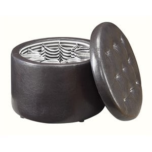 convenience concepts designs4comfort round ottoman in espresso faux leather