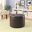 Convenience Concepts Designs4Comfort Round Ottoman in Espresso Faux Leather