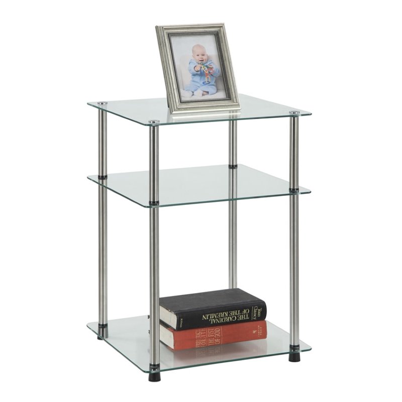 Convenience Concepts Designs2Go Three-Tier End Table in Clear Glass