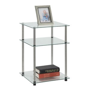 Convenience Concepts Designs2Go Three-Tier End Table in Clear Glass