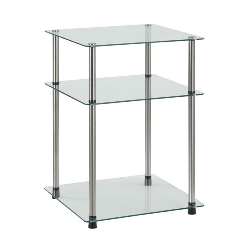 Convenience Concepts Designs2Go Three-Tier End Table in Clear Glass