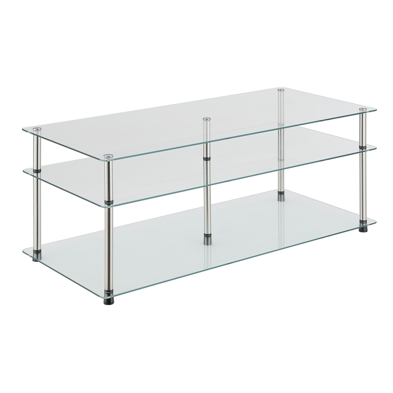 Convenience Concepts Designs2Go Three-Tier Coffee Table with Clear Glass Shelves