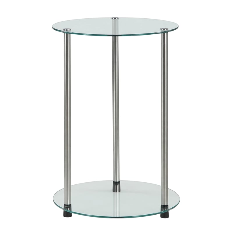 Convenience Concepts Designs2Go Round End Table with Clear Glass Shelves