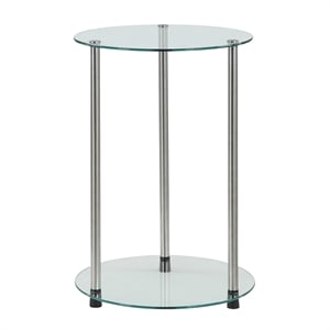 Convenience Concepts Designs2Go Round End Table with Clear Glass Shelves