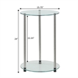 Convenience Concepts Designs2Go Round End Table with Clear Glass Shelves