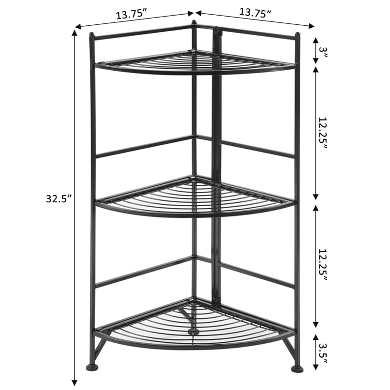 Convenience Concepts Designs2Go Corner Plant Stand in Black Metal Frame Finish