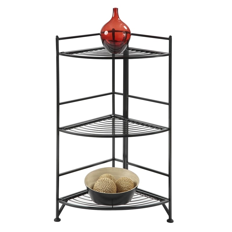 Convenience Concepts Designs2Go Corner Plant Stand in Black Metal Frame Finish