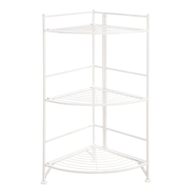 Convenience Concepts Designs2Go Corner Plant Stand in White Metal Frame Finish