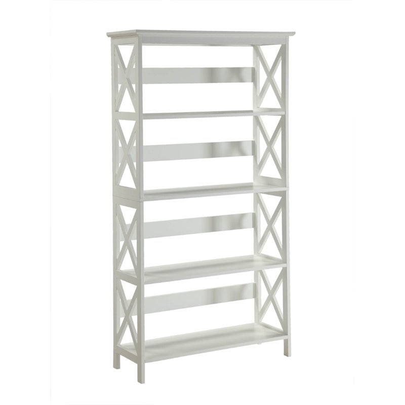 Convenience Concepts Oxford Five Shelf Bookcase in White Wood Finish