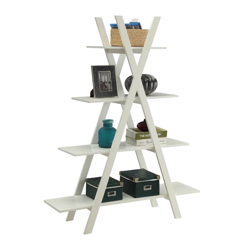 Convenience Concepts Oxford Four Shelf Bookcase in White Wood Finish