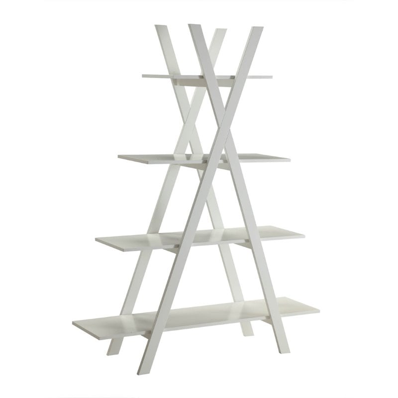 Convenience Concepts Oxford Four Shelf Bookcase in White Wood Finish