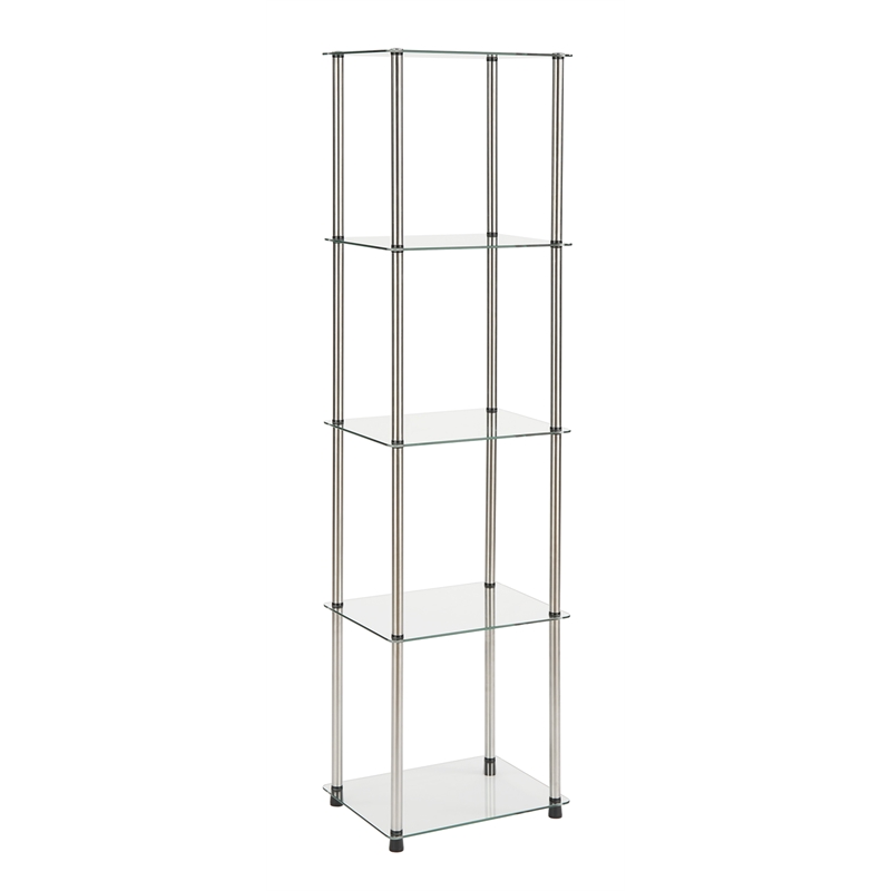Convenience Concepts Designs2Go Four Shelf Clear Glass Tower