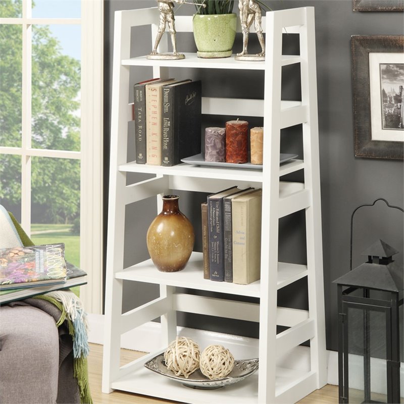 Convenience Concepts Designs2Go Four Shelf Bookcase in White Wood Finish