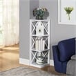 Convenience Concepts Oxford Three-Shelf Corner Bookcase in White Wood Finish