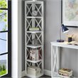 Convenience Concepts Oxford 5 Shelf Corner Bookcase in White Wood Finish