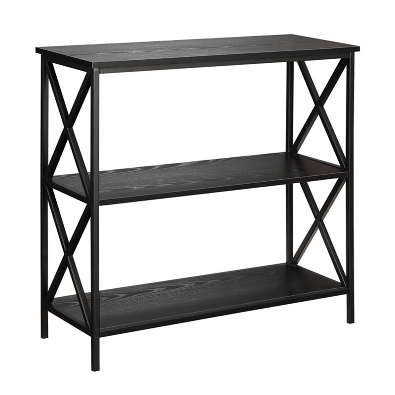 Convenience Concepts Tucson 2 Shelf Bookcase in Black Wood Finish