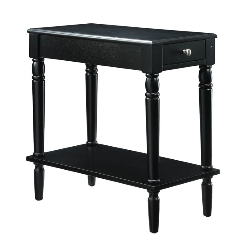 Convenience Concepts French Country End Table in Black Wood Finish