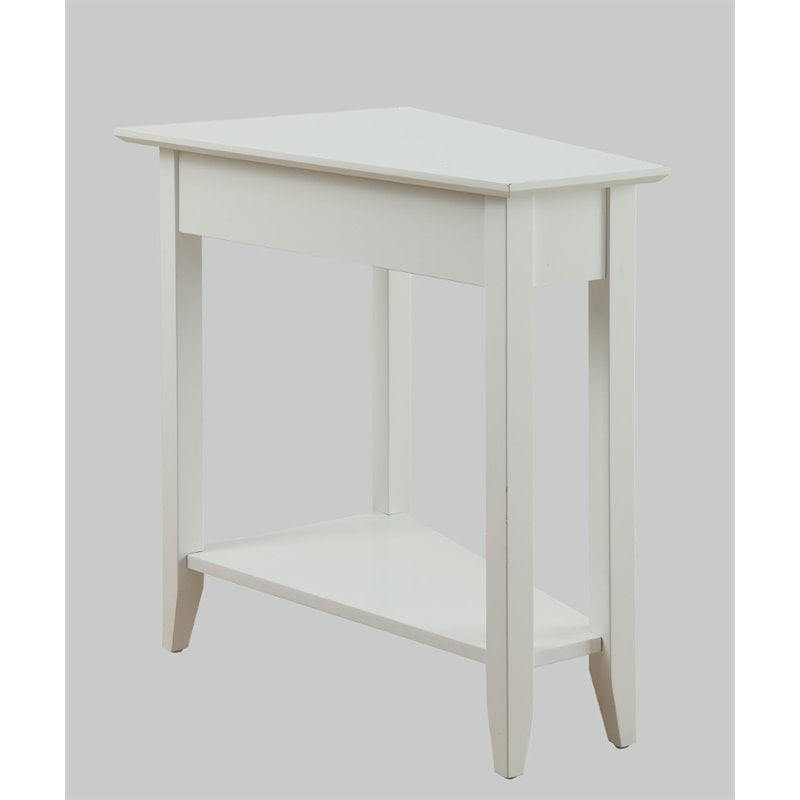 Convenience Concepts American Heritage Wedge End Table in White Wood Finish