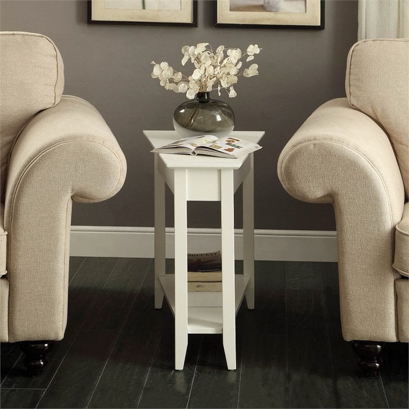 Convenience Concepts American Heritage Wedge End Table in White Wood Finish