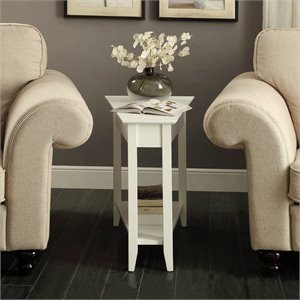 Convenience Concepts American Heritage Wedge End Table in White Wood Finish