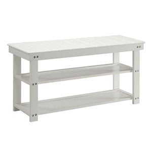 Convenience Concepts Oxford Utility Mudroom Entryway Bench in White Wood Finish